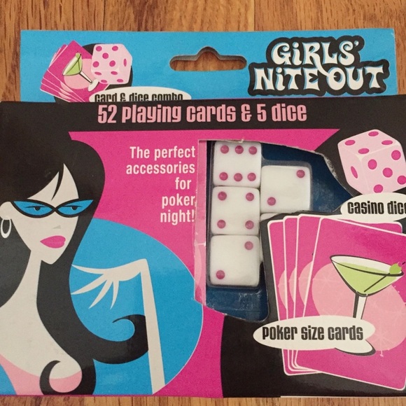 Fundex Games Girls Nite Out Poker set of 52 Playing Cards and 5 Casino Dice Fun - Picture 2 of 3